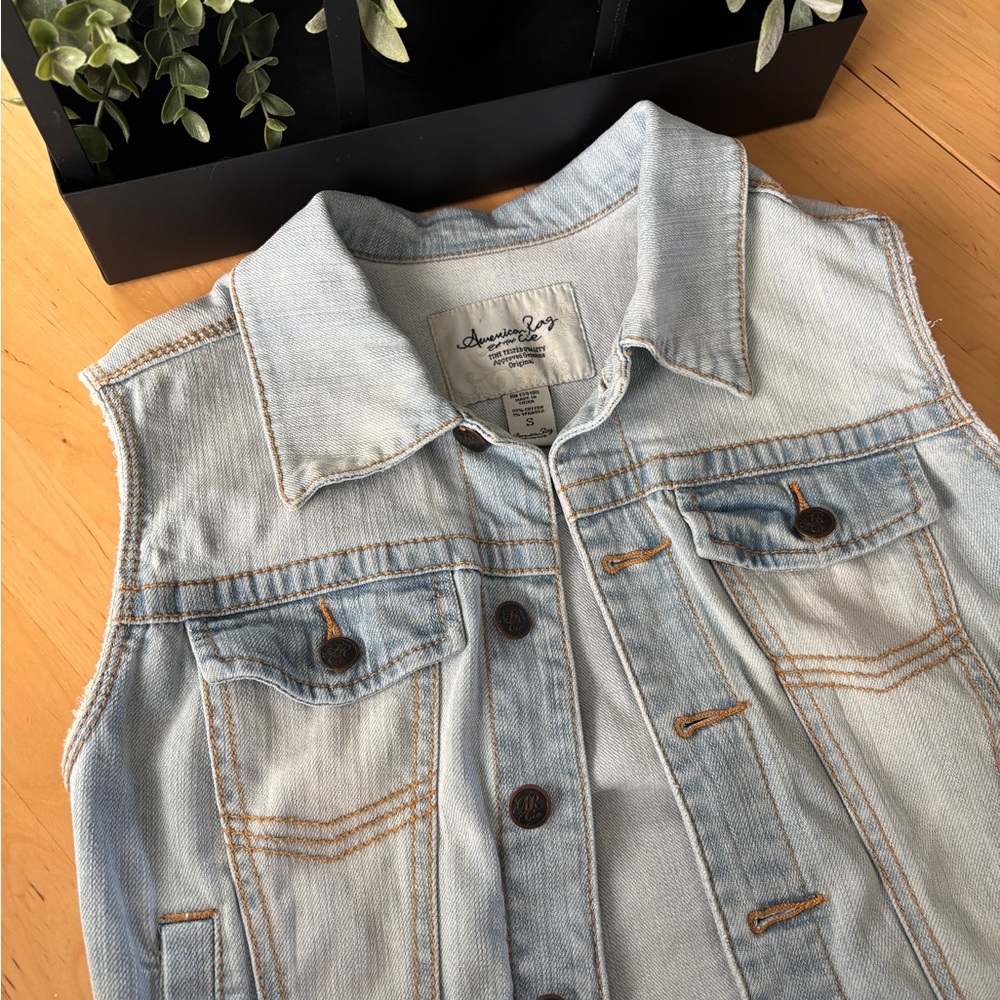 American Rag Cie Vintage Style Denim Vest Size S